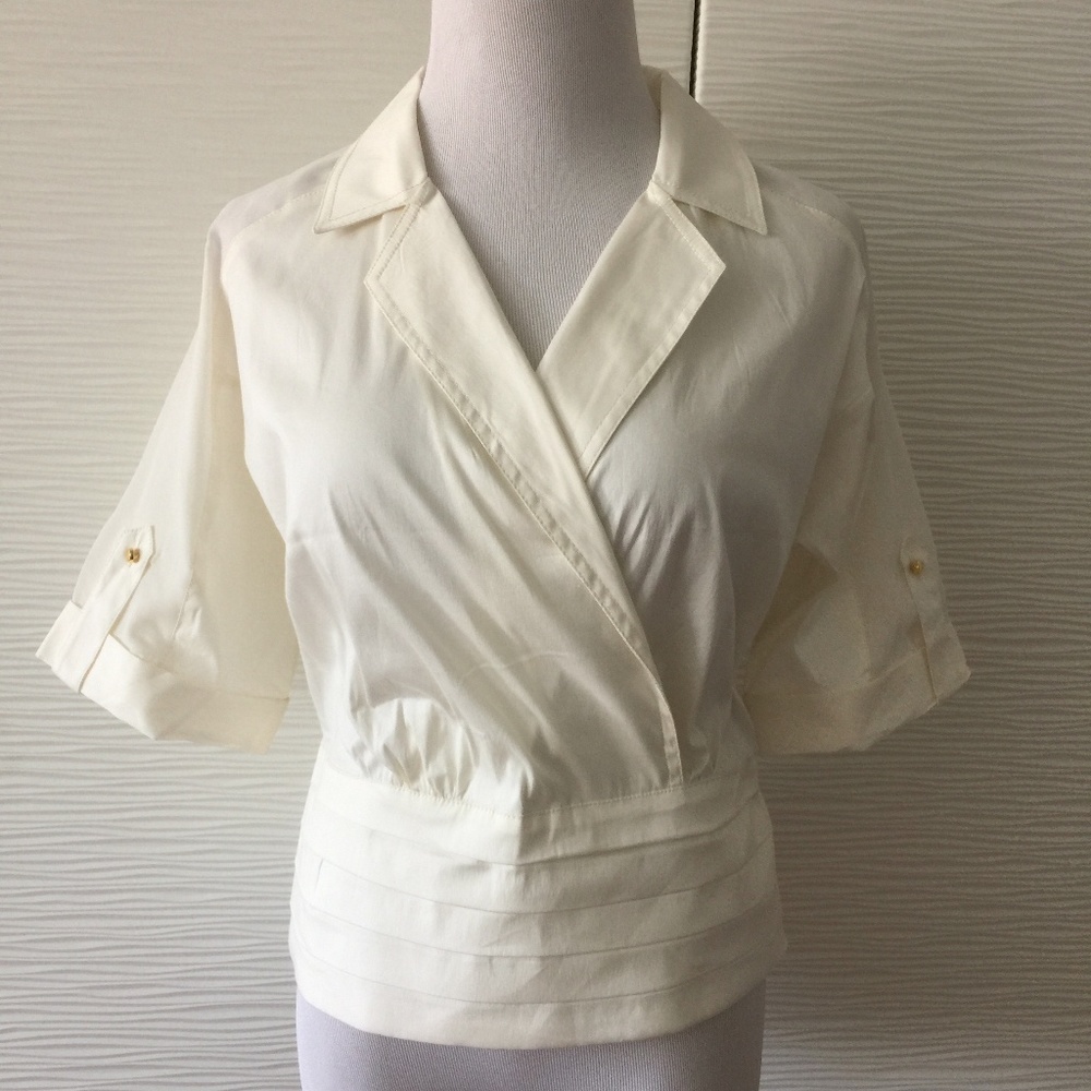 Bebe Wrap Blouse in Beige
